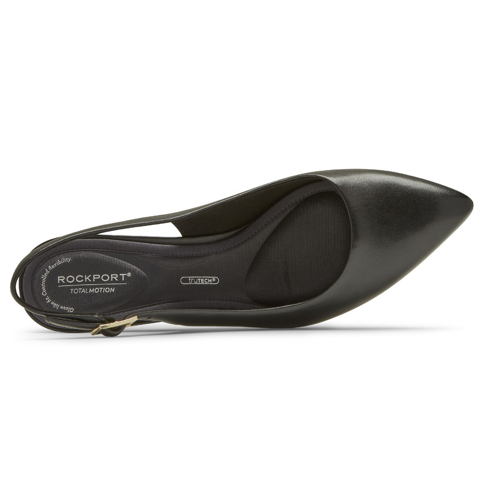 Rockport Pumps For Womens Black - Total Motion Pointed Toe Sling - OL5230917